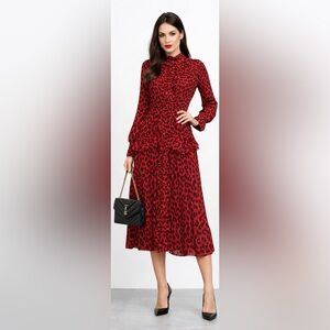 Rachel Roy Collection Red and Black Animal Print Dress